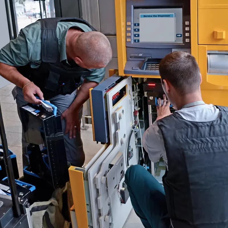 Field service technician performing equipment installation