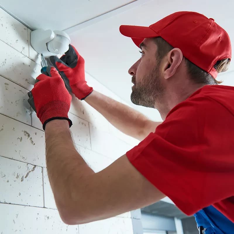 Field service technician performing repair service